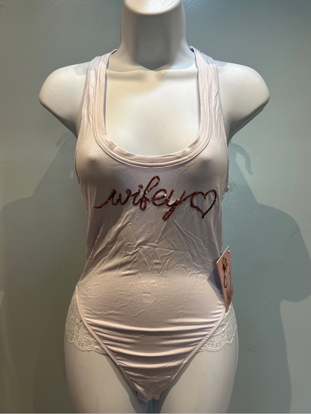 Dreamgirl Wifey White Lingerie Bodysuit Small New with Tags
